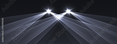 White lasers background., glowing rays or neon beams, bright futuristic backdrop. Concert or nightclub spotlights. Vector illustration.