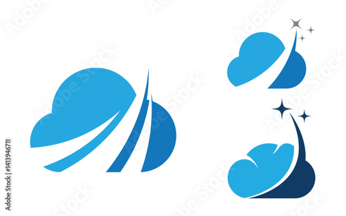 Cloud vector icon logo illustration design template v.4