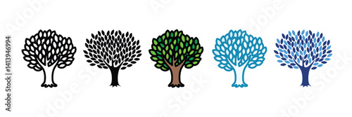 Tree Icon Set Multiple Style Collection