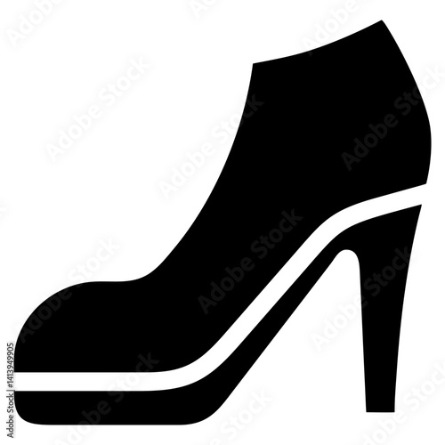 silhouette high heeled shoe icon with a sleek