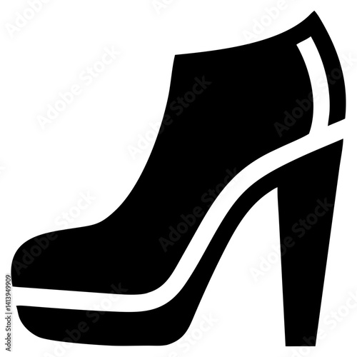 silhouette high heeled shoe icon with a sleek