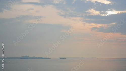 ocean and sea view with blue sky in the evening, natural background in summertime