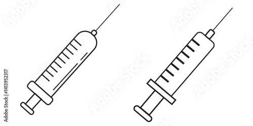 Injection vaccine related vector icons. syringe icon. medical syringe. injection icon for web,  Vector flat outline logo mark of medical injection used by doctor or clinic surgeon.