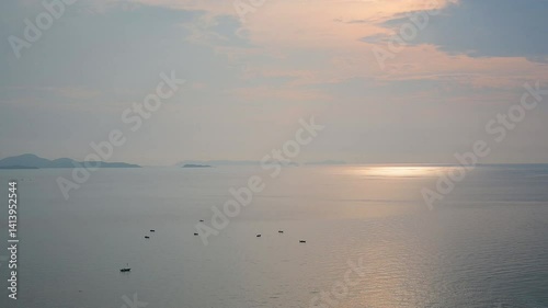 ocean and sea view with blue sky in the evening, natural background in summertime