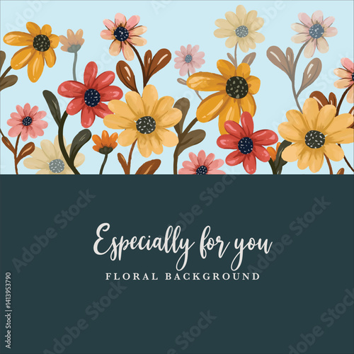 watercolor floral template for background