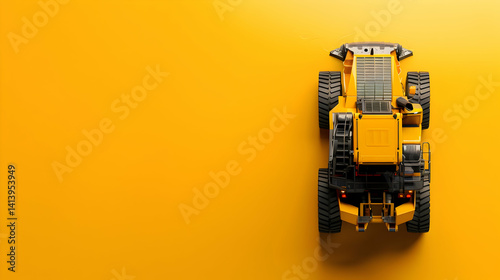 A Yellow Construction Vehicle Placed Over A Vibrant Orange Background