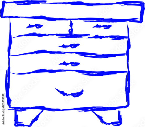sideboard icon in doodle style. doodle icon with blue ink