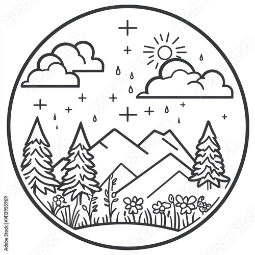 Wallpaper Mural winter landscape vector illustration Torontodigital.ca