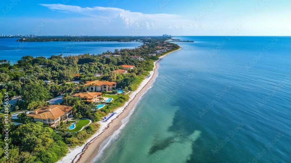 Fototapeta premium Florida Peninsula with enchanting contours, captivating coastal vistas, and ethereal subtropical ambiance