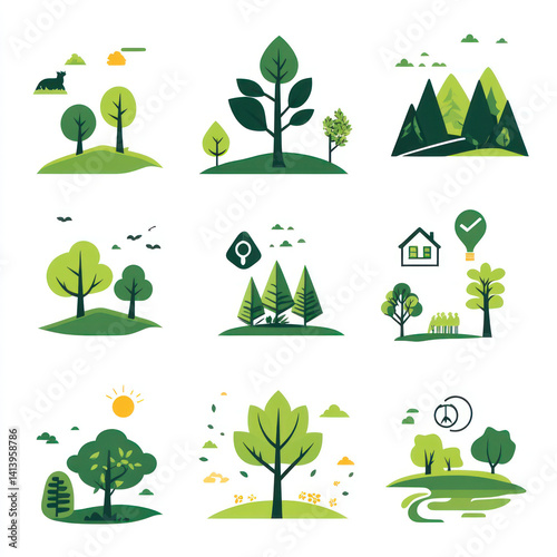 set of ecology icons