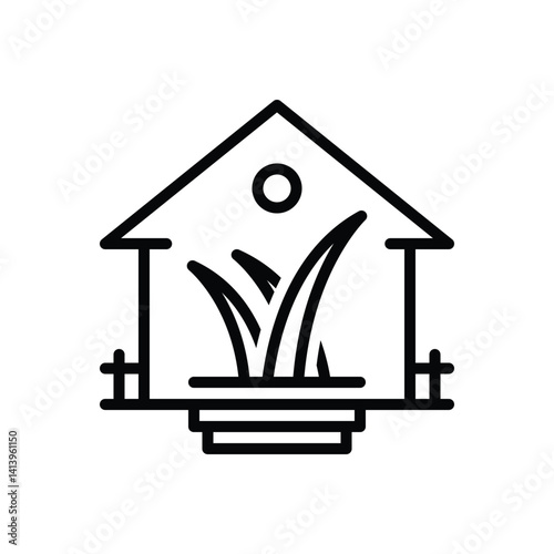 Black line icon for greenhouse