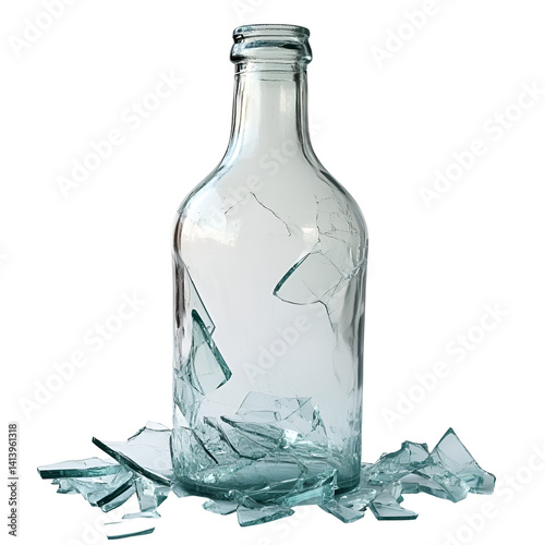 Shattered Glass Bottle Broken Glass Pieces