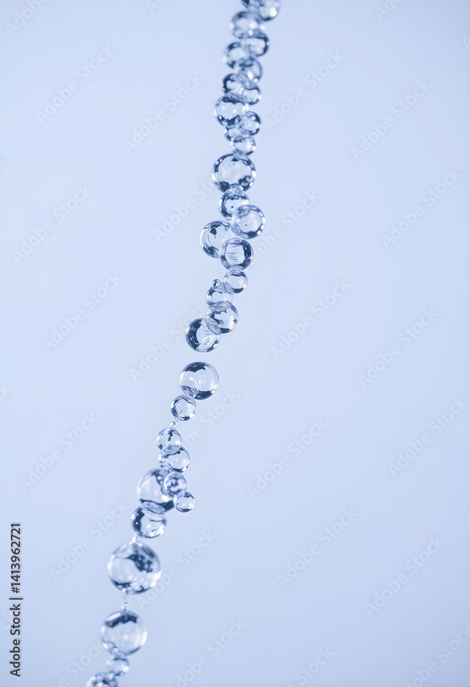 long line of water droplets on a blue background long line of water droplets on a blue background