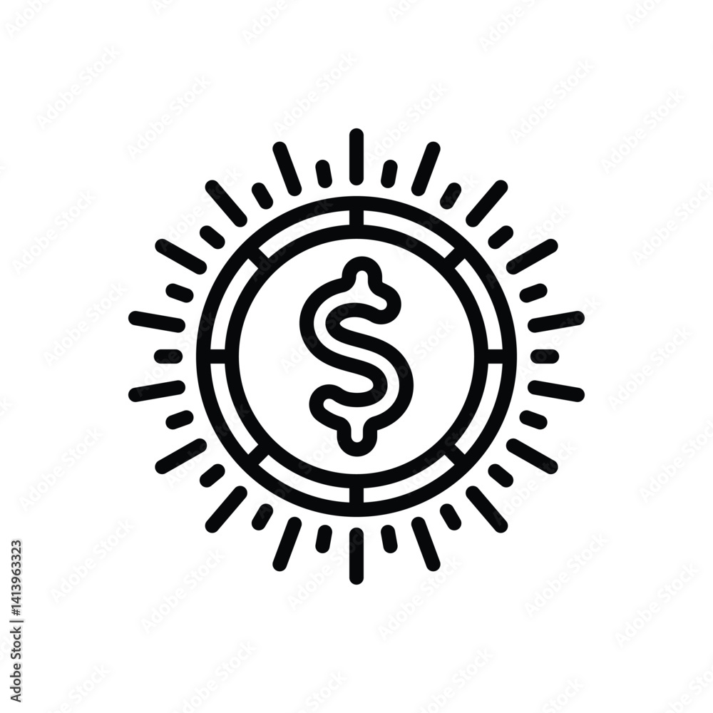 Fototapeta premium Black line icon for currency