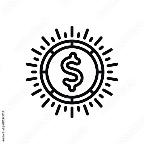 Black line icon for currency