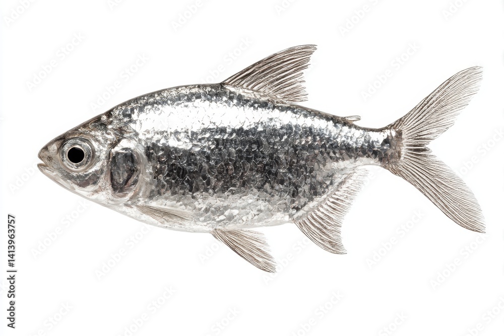Fototapeta premium Silver tetra fish studio shot on white background