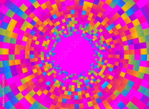 円形に広がるカラフルなタイルの背景