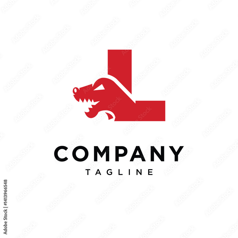 Letter L T-Rex Dino Logo Icon Vector