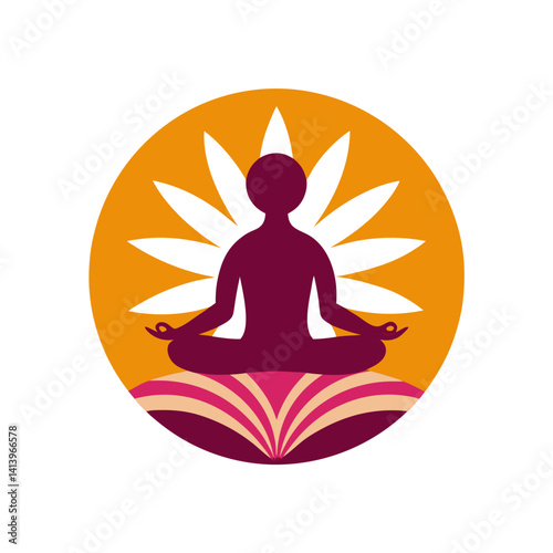 Silhouette of Meditating Figure with Lotus and Starry Sky