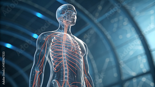 self-myofascial release fascia injury prevention Digital illustration of a human anatomy model highlighting the nervous system.