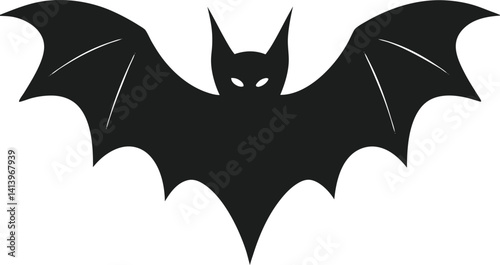 Silhouette of a flying bat with outstretched wings - Halloween vector - isolated figure