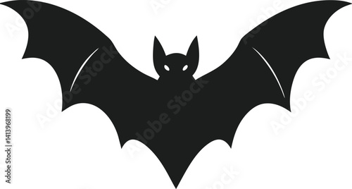 Silhouette of a flying bat with outstretched wings - Halloween vector - ghostly outline