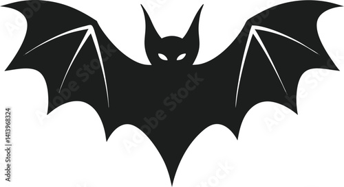 Silhouette of a flying bat with outstretched wings - Halloween vector - minimal bat