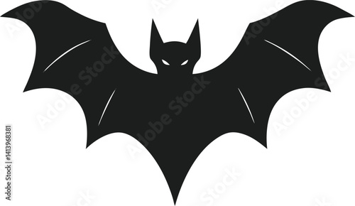 Silhouette of a flying bat with outstretched wings - Halloween vector - winged silhouette