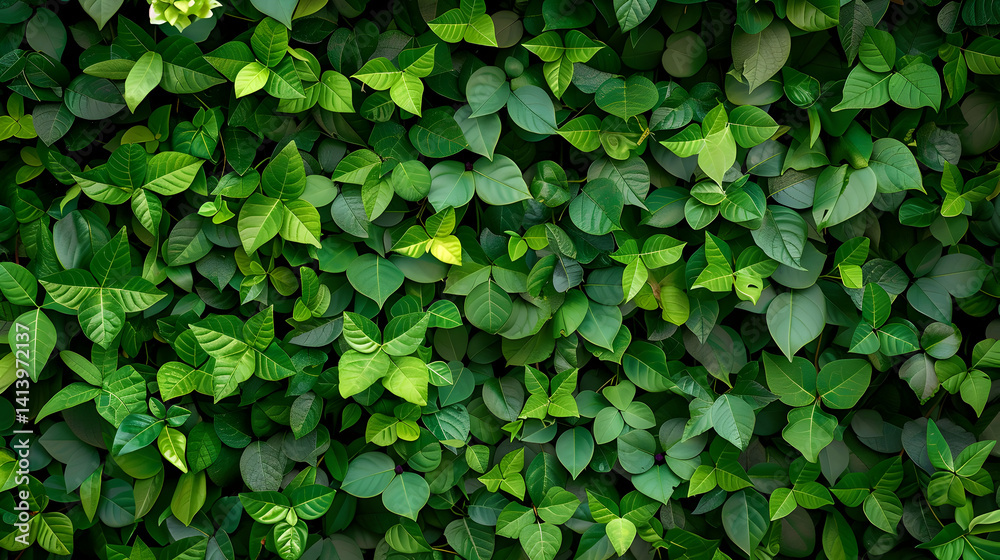 An interesting visual of lush green leaves on a plant wall An interesting visual of lush green leaves on a plant wall