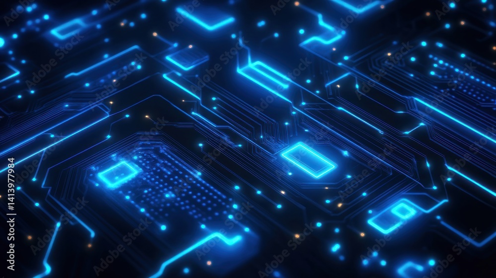Obraz premium Abstract circuit board with glowing blue lines