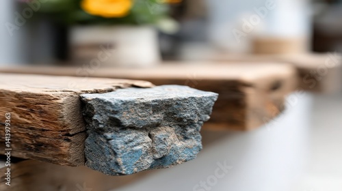 Wallpaper Mural Rustic Wood and Stone Texture  Close up Detail of Weathered Timber and Rock Torontodigital.ca