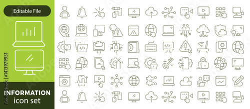 Information technology line icons collection. Big UI icon set in a flat design. Thin outline icons pack. Vector illustration EPS10