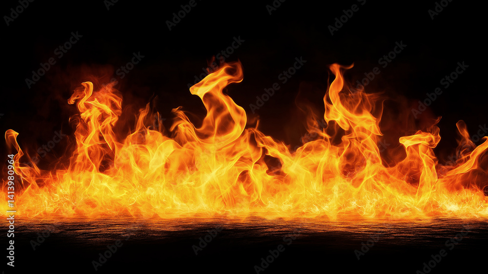 Obraz premium Texture of burn fire with particles embers. Flames blaze fire flame overlays on isolated background.