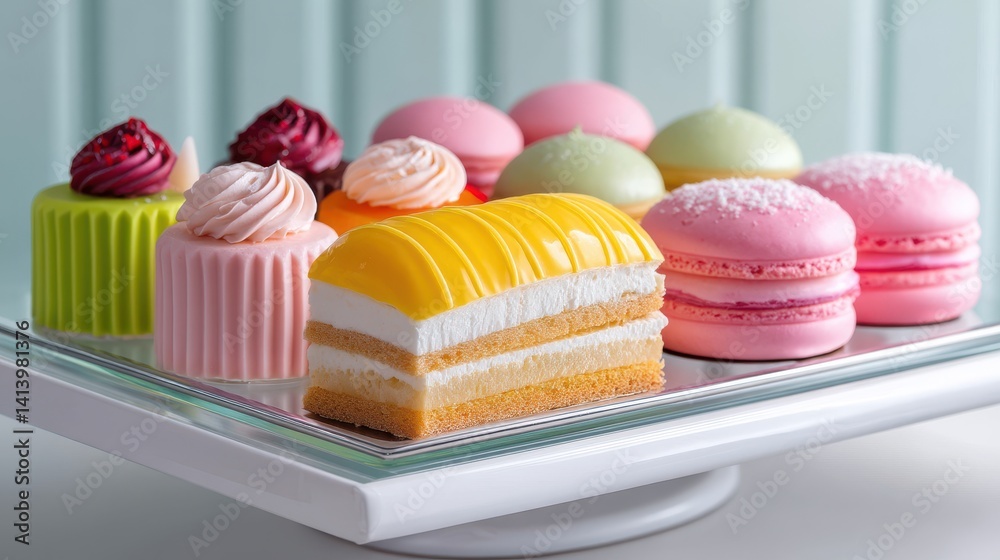 Colorful Assortment of Sweet Pastries and Delicious Desserts