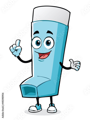 Cartoon Inhaler Character Promoting Respiratory Health And Awareness On White Background