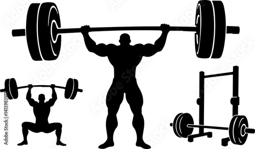 GYM workout silhouette set