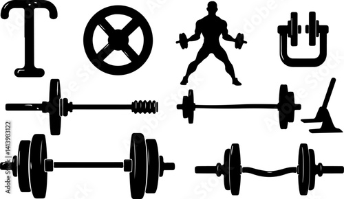 GYM workout silhouette set