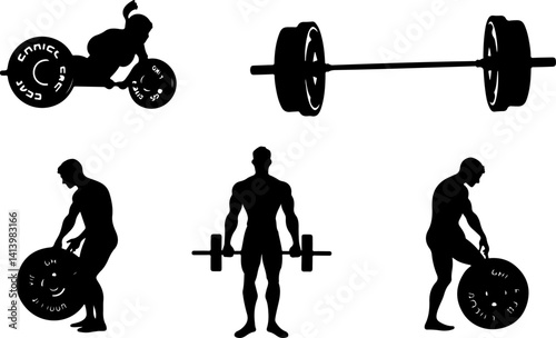 GYM workout silhouette set
