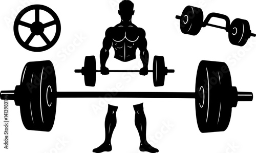 GYM workout silhouette set