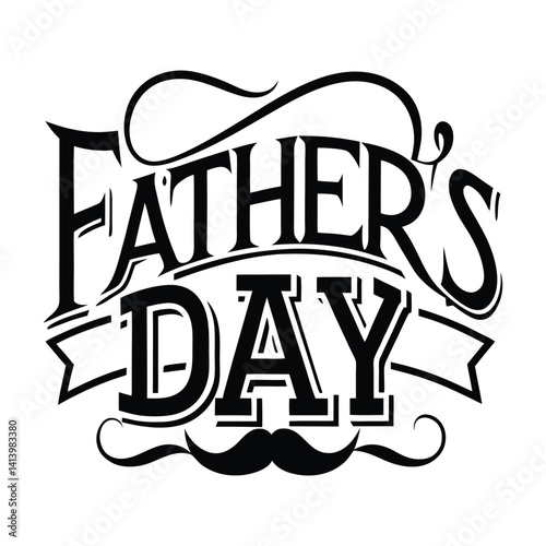 Father's Day silhouette vector. Father's Day text vector