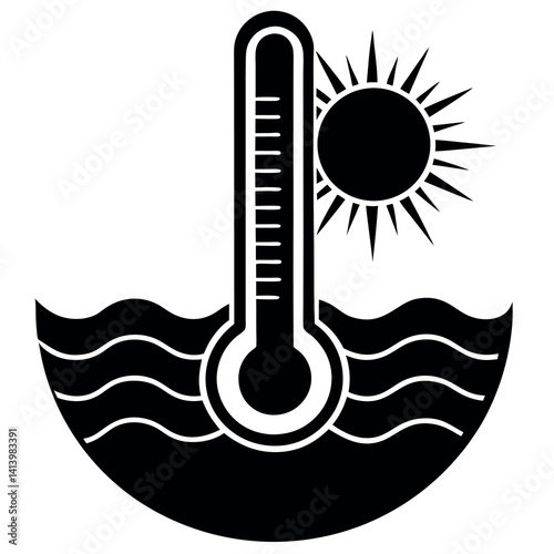 Beach thermometer showing heatwave silhouette 