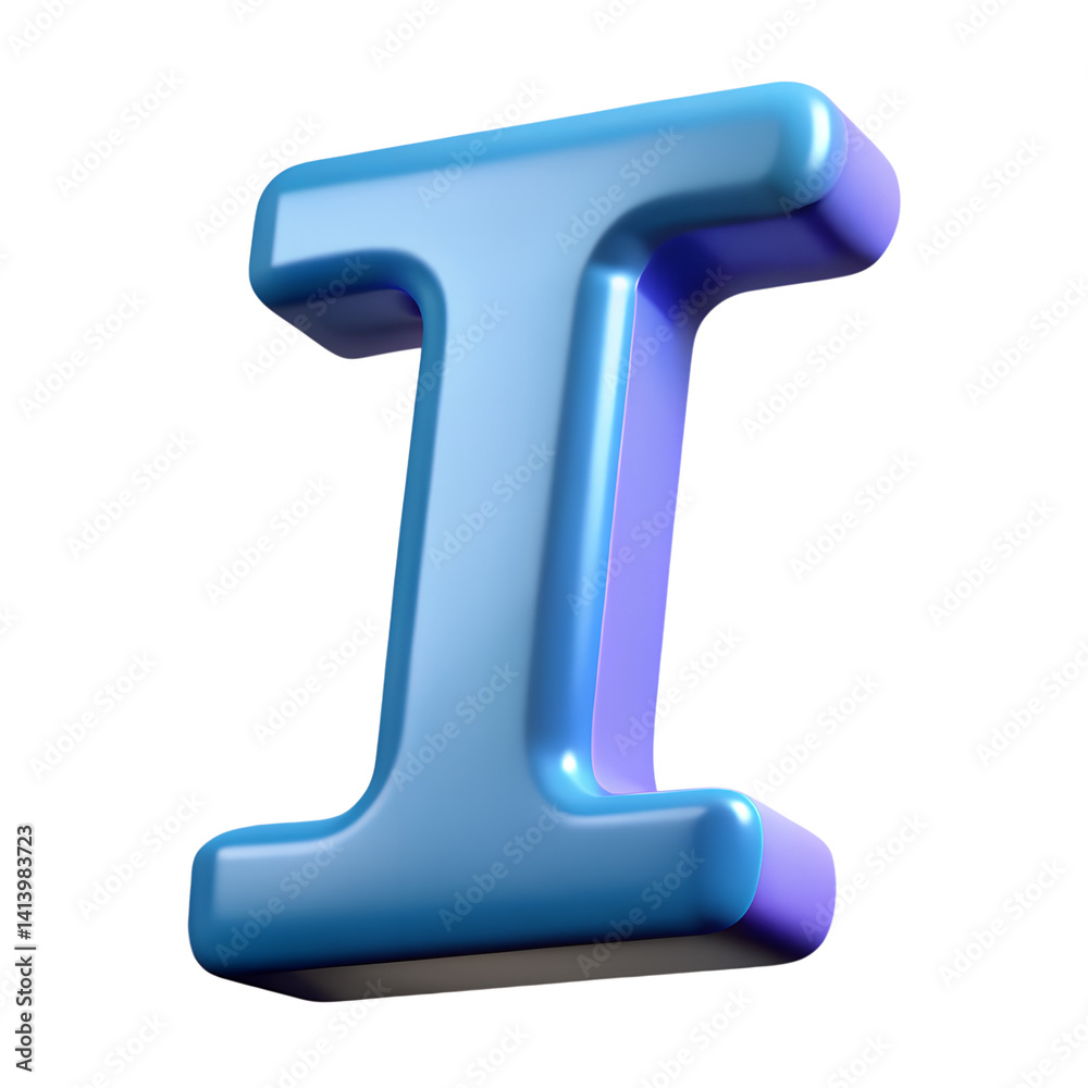 Isolated 3d rendered letter i in blue and purple high quality 3D Isolated on white background Isolated 3d rendered letter i in blue and purple high quality 3D Isolated on white background
