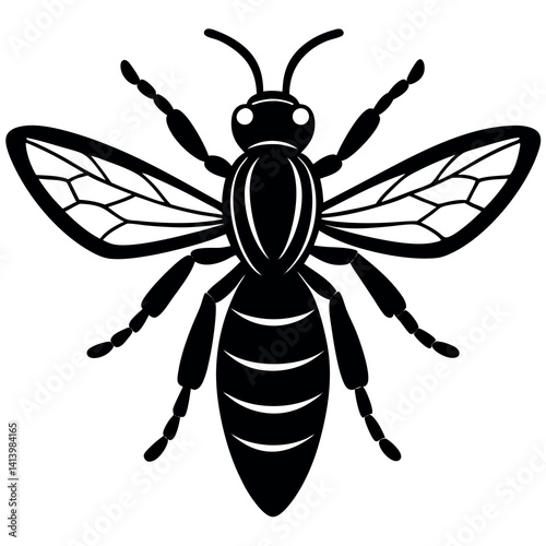 Clean silhouette of a flying wasp 