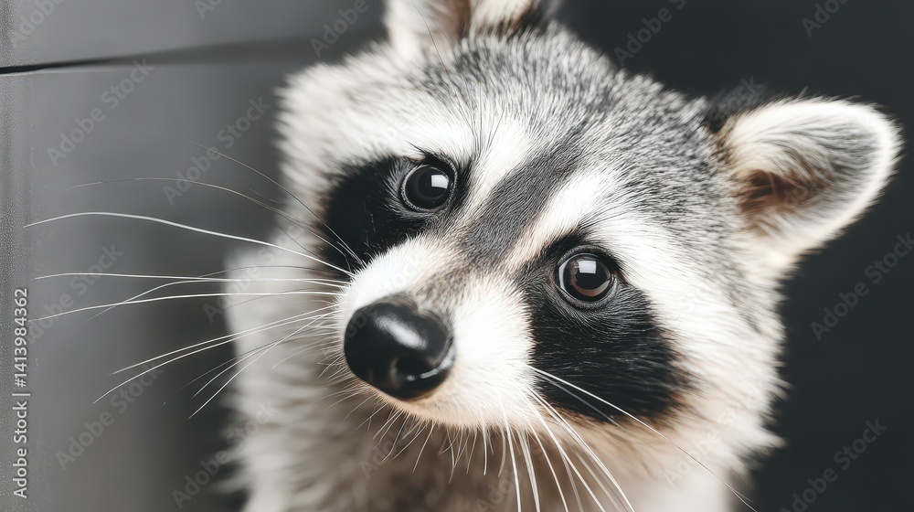 Obraz premium Adorable Raccoon Close Up Wildlife Nature Animal Portrait Macro Photography