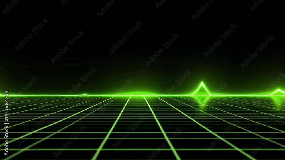 Futuristic Green Grid Landscape Background Animation for Technology Displays Futuristic Green Grid Landscape Background Animation for Technology Displays