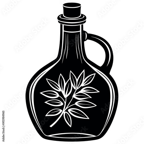 A bottle of olive oil silhouette in white background 