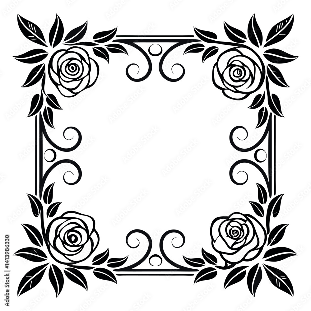 A vector frame with intricate floral patter A vector frame with intricate floral patter