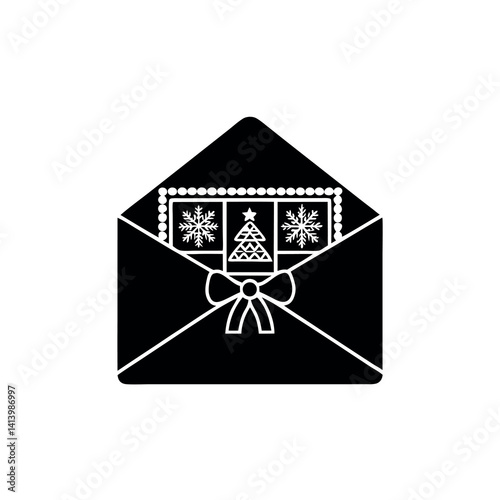 Creative details Christmas mail icon black color. 