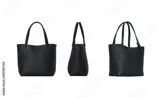Set of women's classic handbag, fashion bag transparent background, fashion purse handbag, Fashionable stylish Shoulder Bag mockup, black leather woman's bag		

