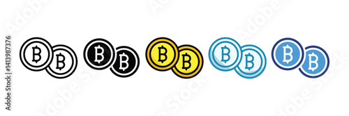 Bitcoin Icon Set Multiple Style Collection